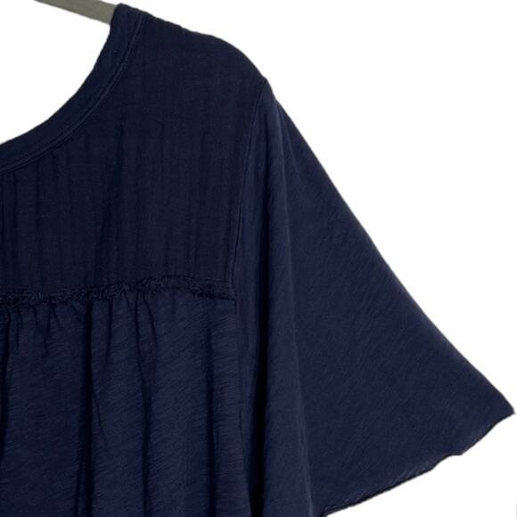 Michael Stars Crissy Fabric Mix Crew Neck Supima Cotton Slub Tee Relaxed Navy 2X - Picture 2 of 6